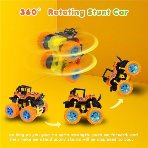 Truck for Boys 3 4 5 6 7 Year Old,4 Pack Push and Go Friction Powered Car Toys - Picture 2 of 7